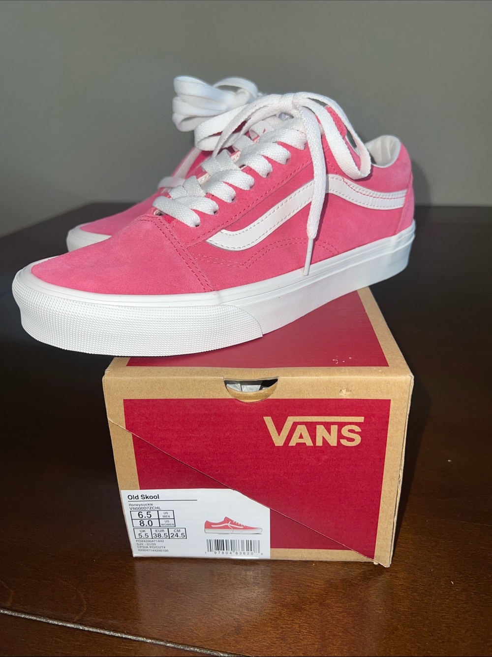 Vans Pink Old Skool Sneakers.  Honeysuckle w/ White Stripe.
